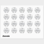 Rond Custom Black White Thank You Floral Sticker (Feuille)