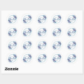 Rond Custom Blue Floral Logo Sticker – Elegant Round  (Feuille)