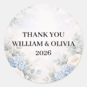 Rond Custom Blue Floral Wedding Sticker (Devant)