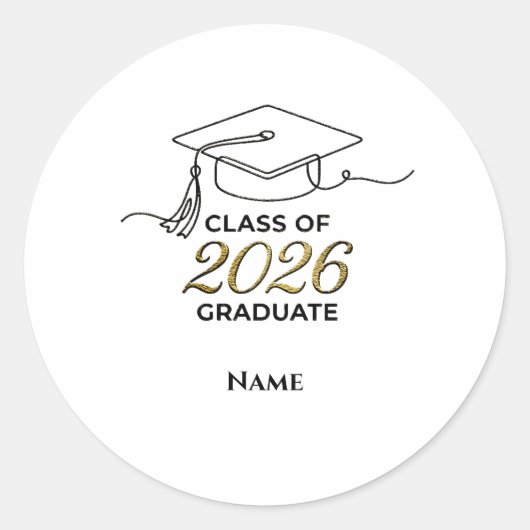 Rond Custom Class of 2026 Graduation Round Sticker Gold (Devant)