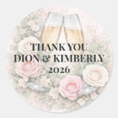 Rond Custom Floral Champagne Toast Sticker (Devant)