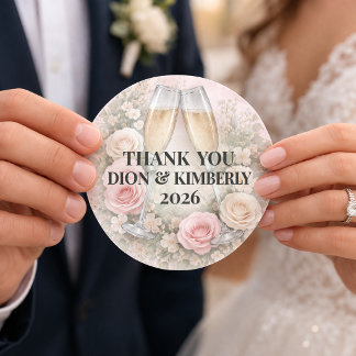 Rond Custom Floral Champagne Toast Sticker