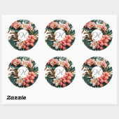 Rond Custom Floral Monogram Tropical Round Sticker (Feuille)
