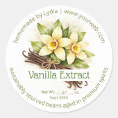 Rond Custom Homemade Vanilla Extract Round Sticker (Devant)
