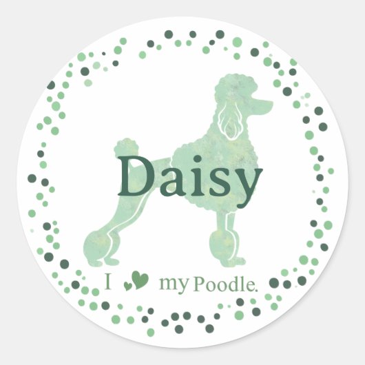 Rond Custom mint poodle sticker - Personalized Gift (Devant)