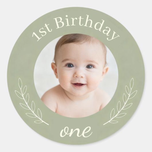 Rond Custom Photo Birthday Sticker - Personalized Happy (Devant)