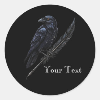 Rond Custom Raven on Quill Sticker