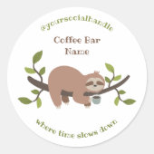 Rond Custom Sloth Coffee Bar Sticker (Devant)