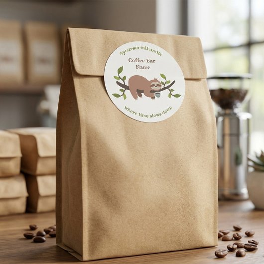 Rond Custom Sloth Coffee Bar Sticker