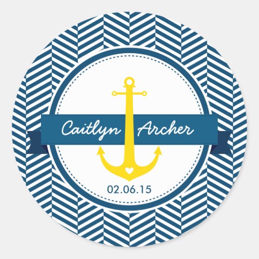 Rond CUSTOM STICKER monogramme moderne ancre nautique (Devant)