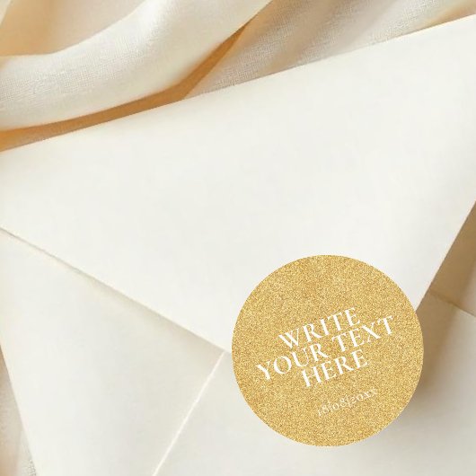 Rond Custom Text faux glitter Round Sticker