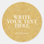 Rond Custom Text faux glitter Round Sticker (Devant)