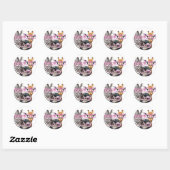 Rond Cute Animal Friends Sticker – Zebra Giraffe Monkey (Feuille)