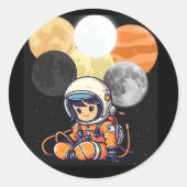 Rond Cute Astronaut and Planets Sticker (Devant)