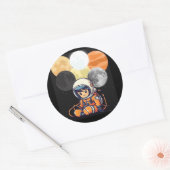 Rond Cute Astronaut and Planets Sticker (Enveloppe)