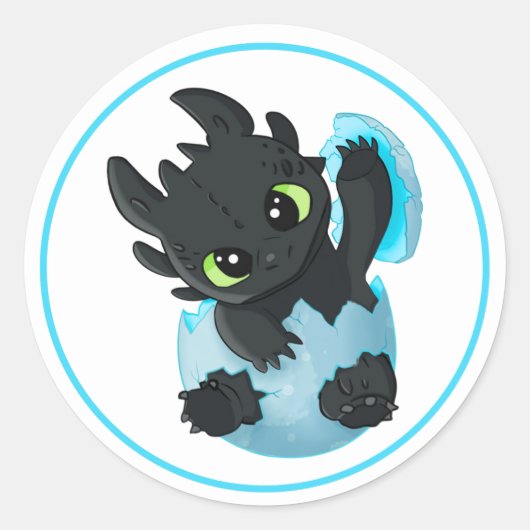 Rond Cute Baby Dragon Easter Sticker Pack (Devant)