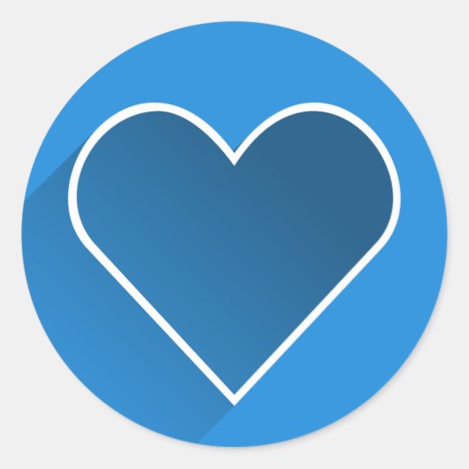 Rond Cute Blue Heart Valentine's day Round Sticker (Devant)