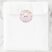 Rond Cute cat birthday sticker  (Sac)