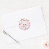 Rond Cute cat birthday sticker  (Enveloppe)