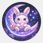 Rond Cute Celestial Easter Bunny Round Sticker (Devant)
