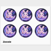 Rond Cute Celestial Easter Bunny Round Sticker (Feuille)