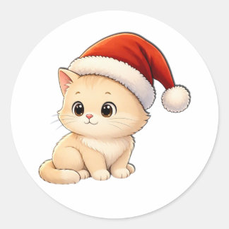 Rond Cute Christmas Cat Sticker