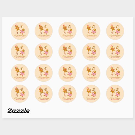 Rond Cute Christmas Gingerbread Personalized Sticker (Feuille)
