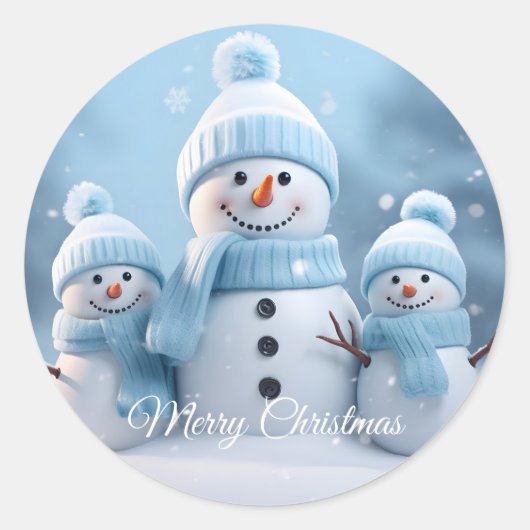 Rond Cute Christmas Snowman Sticker (Devant)