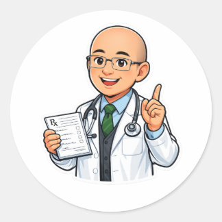 Rond Cute doctor chibi sticker medical profession
