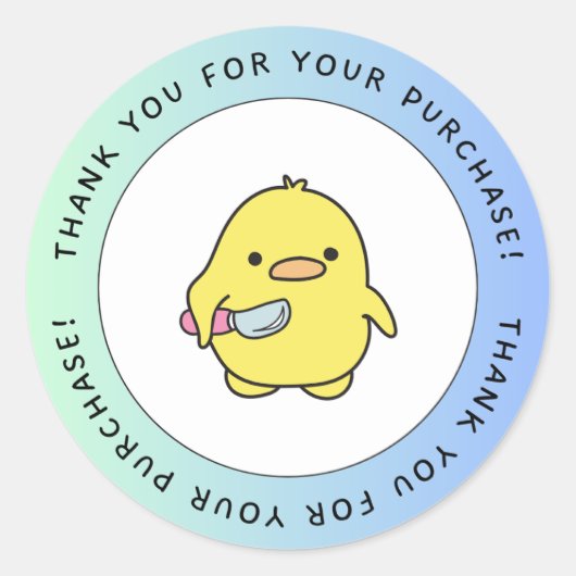 Rond Cute Duck Thank You Sticker (Devant)