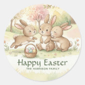 Rond Cute Easter Bunny Egg Hunt & Picnic Sticker (Devant)