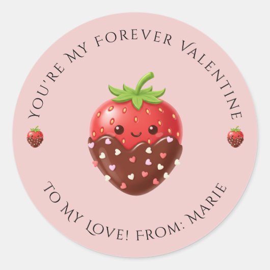 Rond Cute Editable Strawberry Valentine Sticker  (Devant)