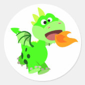 Rond Cute Fire-Spitting Cartoon Dragon Sticker (Devant)