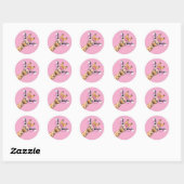 Rond Cute Giraffe with Pink Glasses Aesthetic Sticker (Feuille)