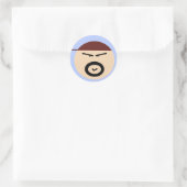 Rond Cute Grumpy Man Circle Sticker (Sac)