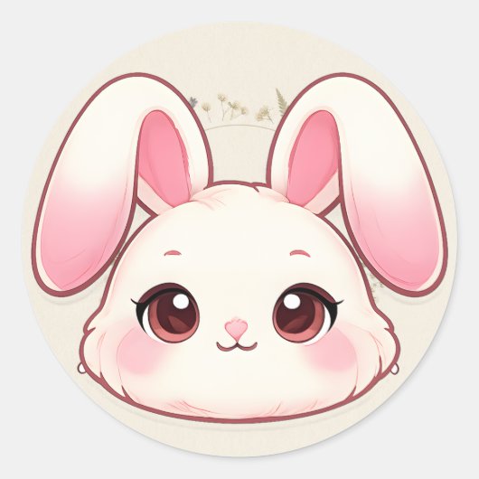 Rond Cute Kawaii Bunny Face Sticker (Devant)