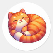 Rond Cute Kawaii Curled Up Sleeping Ginger Cat Sticker  (Devant)