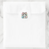 Rond Cute Kitten avec Sticker Fleurs (Sac)