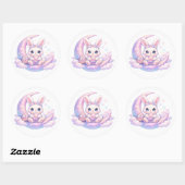 Rond Cute Pastel Easter Bunny Sticker – Celestial Moon  (Feuille)