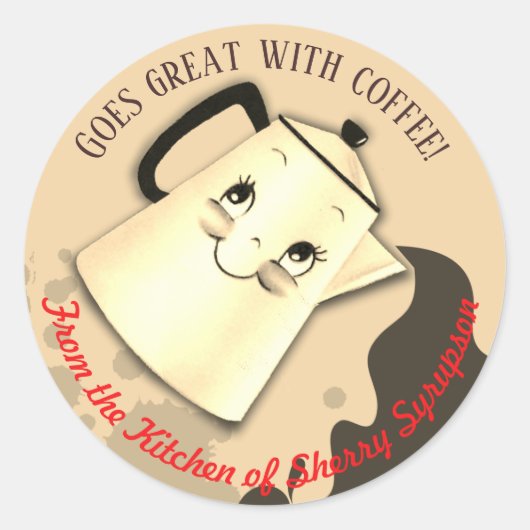 Rond Cute pot de café rétro de la cuisine de sticker (Devant)