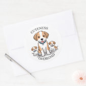 Rond Cute Puppy Family Sticker (Enveloppe)