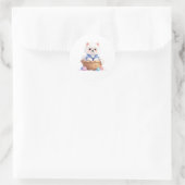 Rond Cute Puppy in Basket Sticker (Sac)