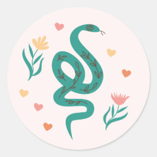 Rond Cute serpent Boho & Sticker Fleur sauvage