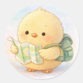 Rond Cute Travel Alma Chick Sticker (Devant)