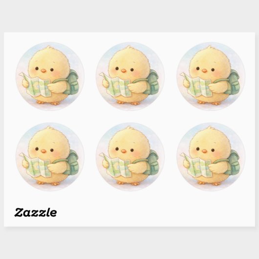 Rond Cute Travel Alma Chick Sticker (Feuille)