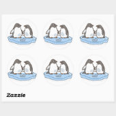Rond Cute Valentine’s Penguin Sticker  (Feuille)