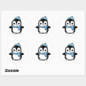 Rond Cute Winter Penguin Sticker | Penguin with Hat  (Feuille)