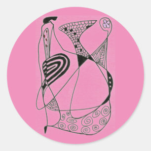 Rond "Dancing Hen on Pink" Résumé Sticker Design