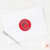 Rond "Dancing Hen on Red" Résumé Sticker de conception (Enveloppe)