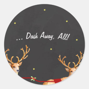 Rond Dash Away, Tout ! Sticker de rennes de Noël